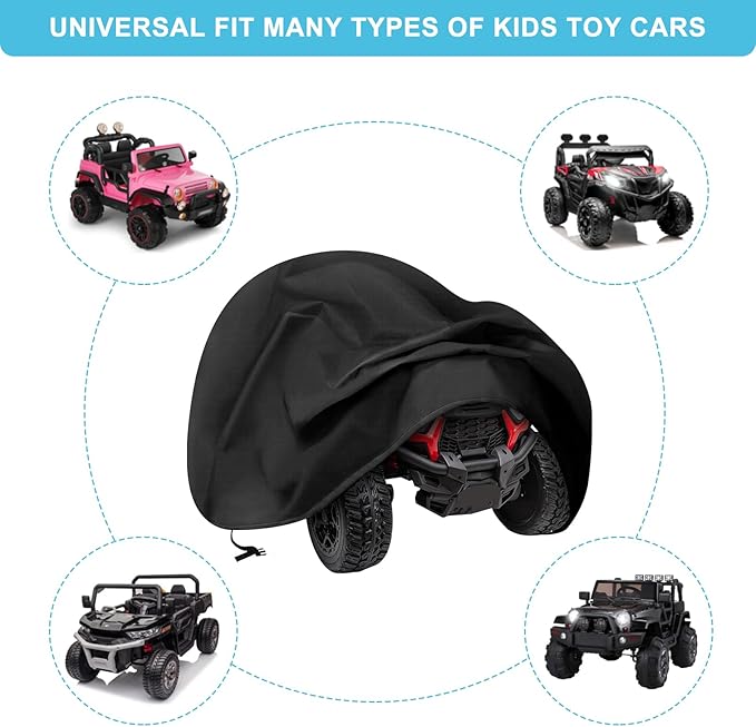 Large Kids Ride-On Truck Toy Car Cover, 420D Heavy Duty Waterproof Cover for Power Wheels, Outdoor Protective Cover All Weather - Universal Fit