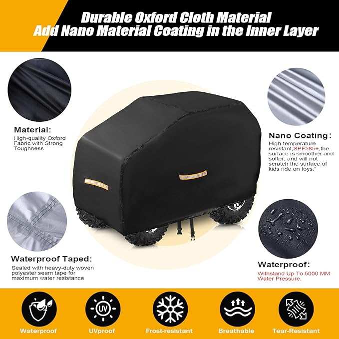 Large Kids Car Cover,Upgraded Power Wheels Covers Waterproof All Weather,Heavy Duty Kids Ride-On Car Cover with Nano Coating,Windproof Buckle and 3 Reflective Strips,Universal Kid Ride-on Accessories