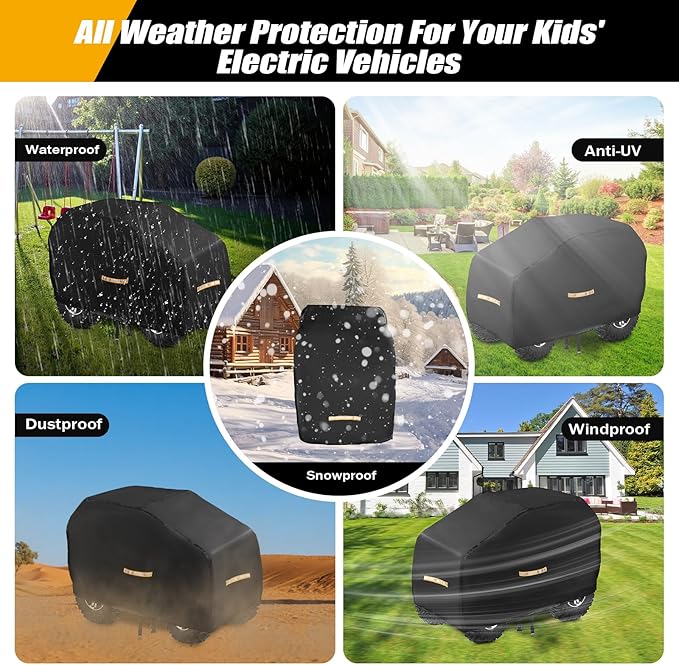 Large Kids Car Cover,Upgraded Power Wheels Covers Waterproof All Weather,Heavy Duty Kids Ride-On Car Cover with Nano Coating,Windproof Buckle and 3 Reflective Strips,Universal Kid Ride-on Accessories