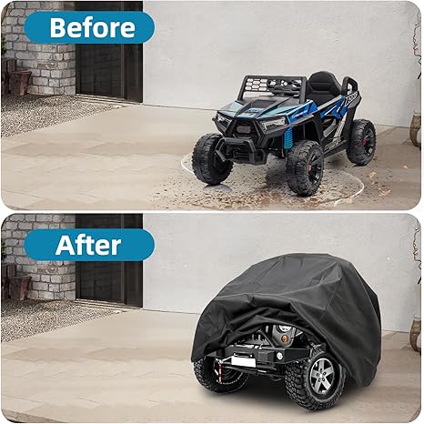 Kids Car Cover - Ride-On Car Truck Cover Waterproof, Kids Ride on Toys with Adjustable Drawstring & Safety Buckles, Durable PU Coated Protection for Kids Electric Vehicles