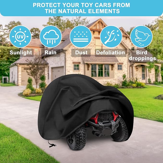 Large Kids Ride-On Truck Toy Car Cover, 420D Heavy Duty Waterproof Cover for Power Wheels, Outdoor Protective Cover All Weather - Universal Fit