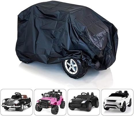 Kids Ride-On Toy Car Cover, Car Toy Cover,Outdoor Wrapper Resistant Protection for Electric Children Wheels Toy Vehicles - Universal Fit, Water Resistant(Black)