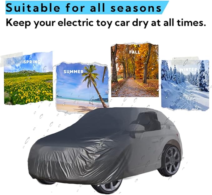 Large Kids Ride-On Toy Car Cover, Outdoor Wrapper Resistant Protection for Electric Battery Powered Children Wheels Toy Vehicles-Universal Fit, Water Resistant, UV Rain Snow Protection (Black)