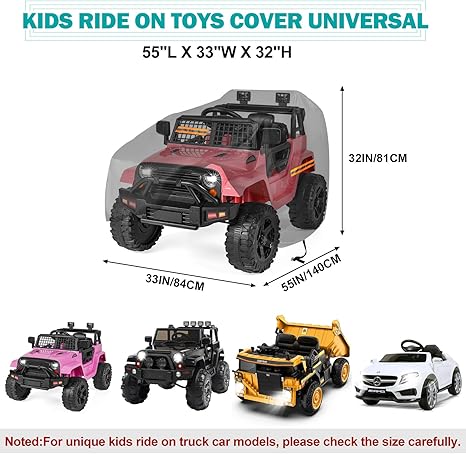 Kids Ride On Car Cover,Large Power Wheels Cover Waterproof,Heavy Duty 420D Universal Toy Car Cover for Power Wheels Jeep & Toddler Electric Vehicles,All Season Protection,with 3 Reflective Strips