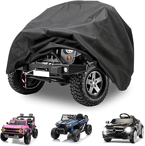 Kids Car Cover - Ride-On Car Truck Cover Waterproof, Kids Ride on Toys with Adjustable Drawstring & Safety Buckles, Durable PU Coated Protection for Kids Electric Vehicles
