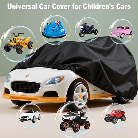 Kids Ride On Toy Car Cover Waterproof Powered Wheels Cover for 12V Battery Powered Jeeps Kid Toy Cars Outdoor Protection Universal Kids Car Cover Dust Water Resistant UV (Black)