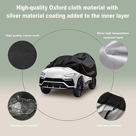 Kids Ride On Toy Car Cover Waterproof Powered Wheels Cover for 12V Battery Powered Jeeps Kid Toy Cars Outdoor Protection Universal Kids Car Cover Dust Water Resistant UV (Black)