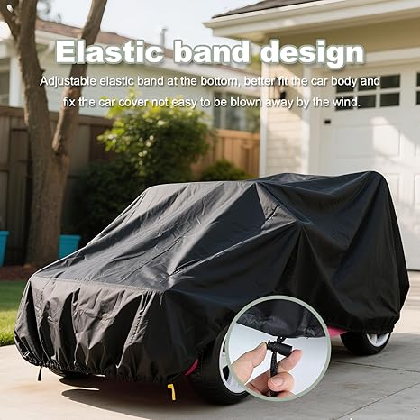 Kids Ride On Toy Car Cover Waterproof Powered Wheels Cover for 12V Battery Powered Jeeps Kid Toy Cars Outdoor Protection Universal Kids Car Cover Dust Water Resistant UV (Black)