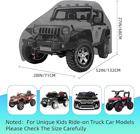 Kids Car Cover - Ride-On Car Truck Cover Waterproof, Kids Ride on Toys with Adjustable Drawstring & Safety Buckles, Durable PU Coated Protection for Kids Electric Vehicles