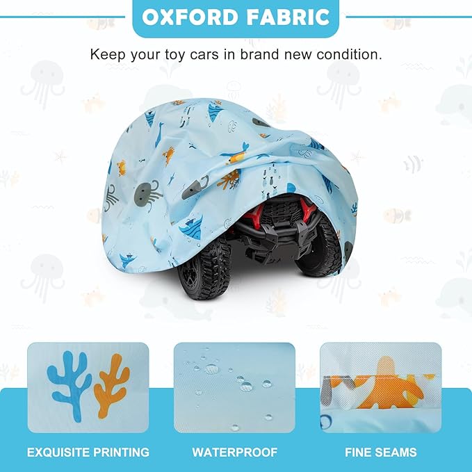 Ride On Toy Car Cover with Marine Animal Print, Waterproof Cover for  Jeep, Tarp for Outdoor Kids Electric Car All Weather - Universal Fit