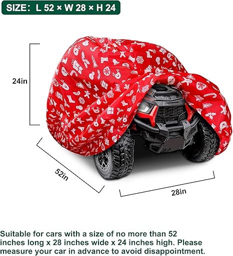 Kids Ride On Toy Car Cover with Christmas Elements, Waterproof Oxford Fabric Cover for  Jeep Truck, Kids' Electric Vehicles Cover, All-Weather Protection Universal Fit