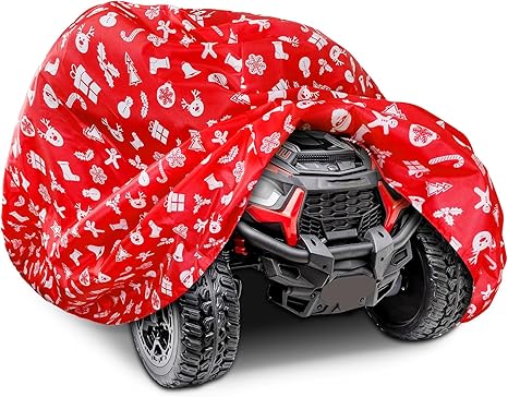 Kids Ride On Toy Car Cover with Christmas Elements, Waterproof Oxford Fabric Cover for  Jeep Truck, Kids' Electric Vehicles Cover, All-Weather Protection Universal Fit